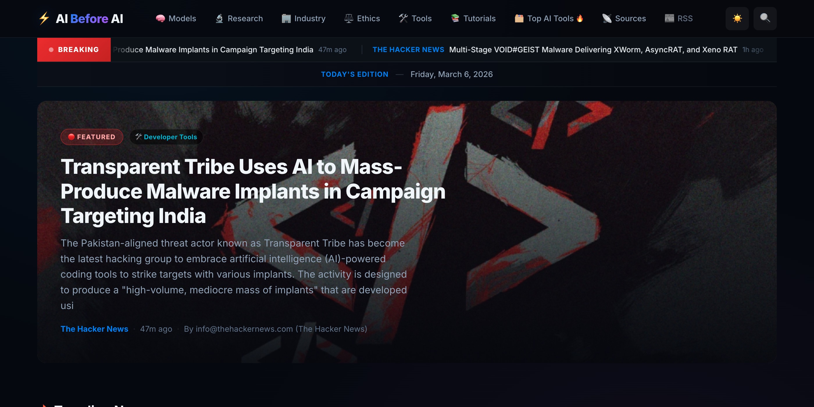 AI Before AI website screenshot