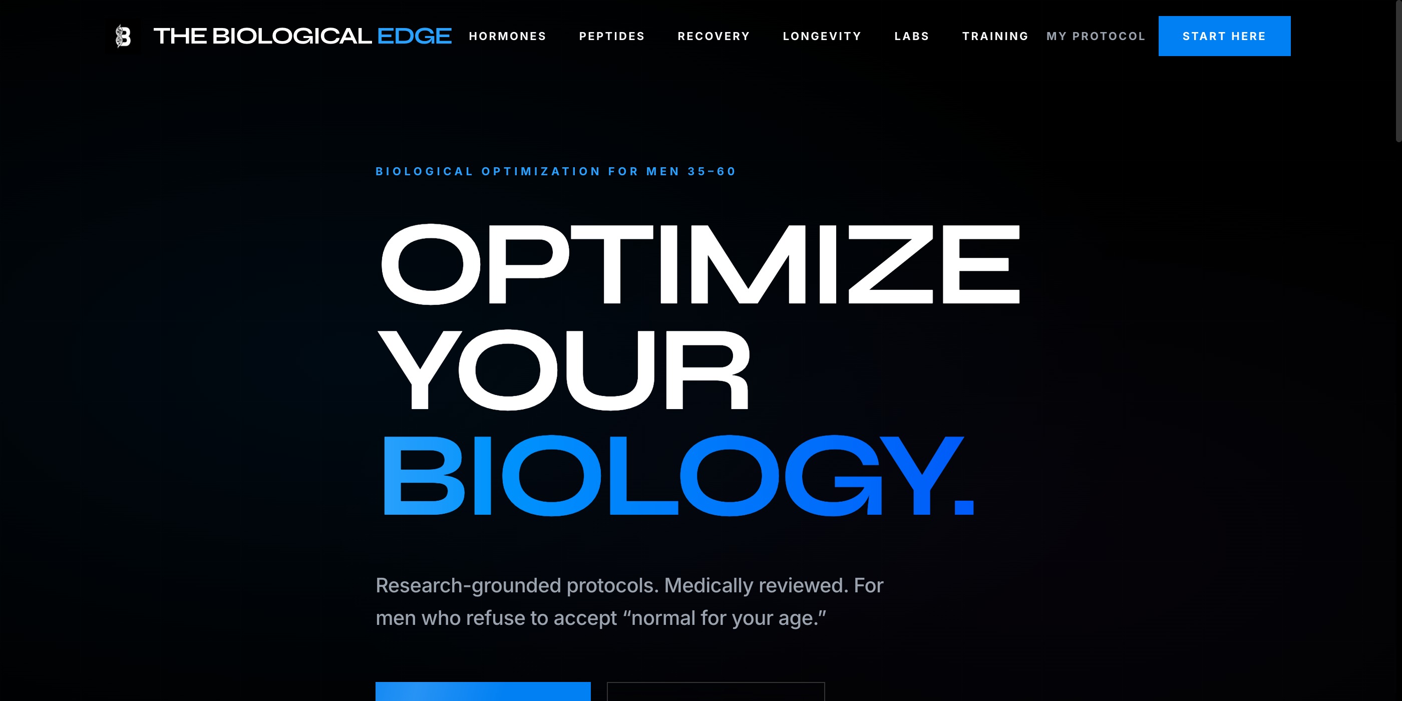 The Biological Edge website screenshot