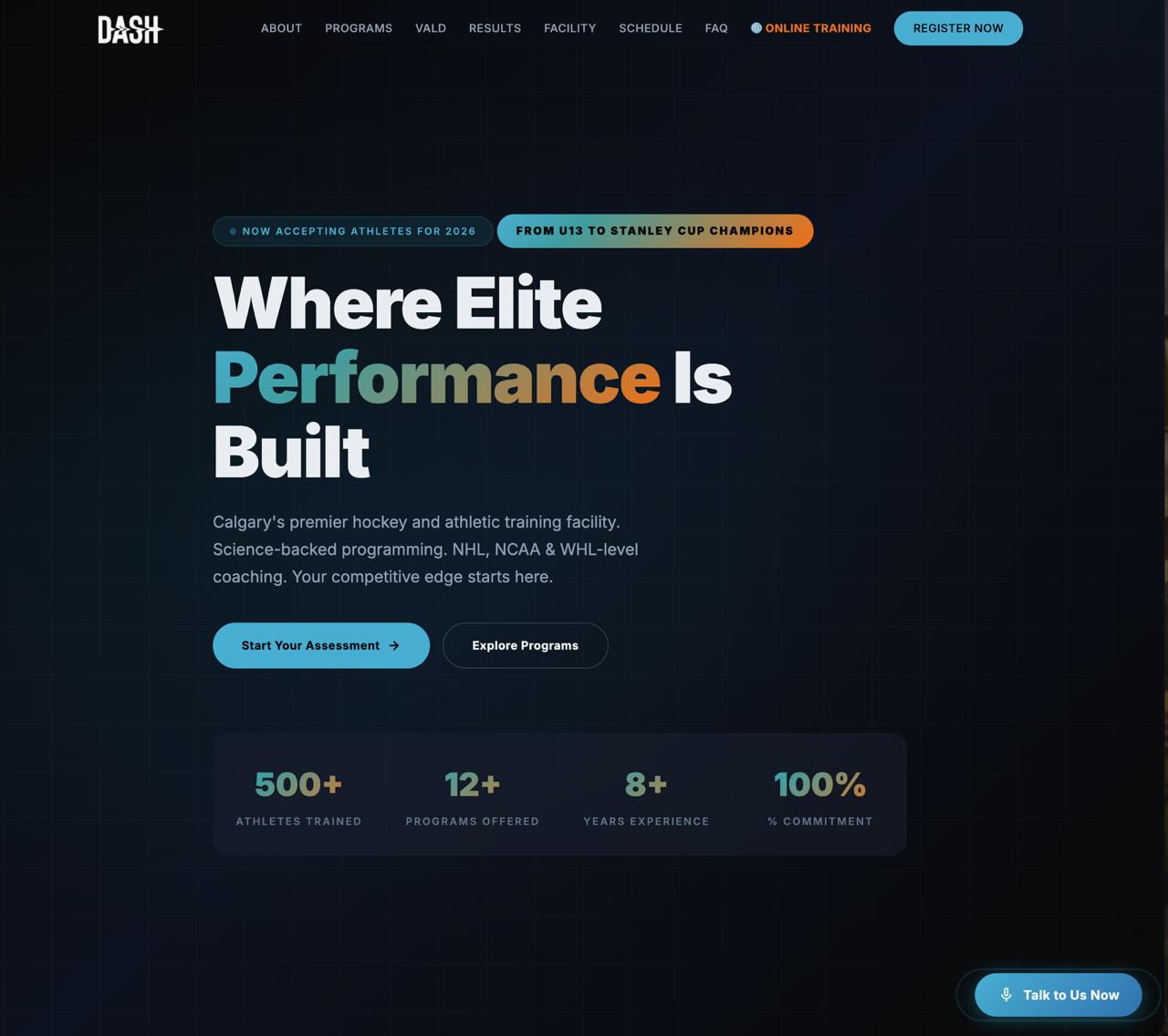 DASH Training website screenshot
