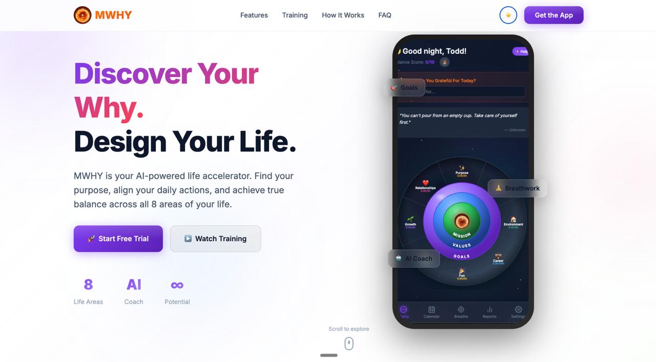 MWhy AI website screenshot