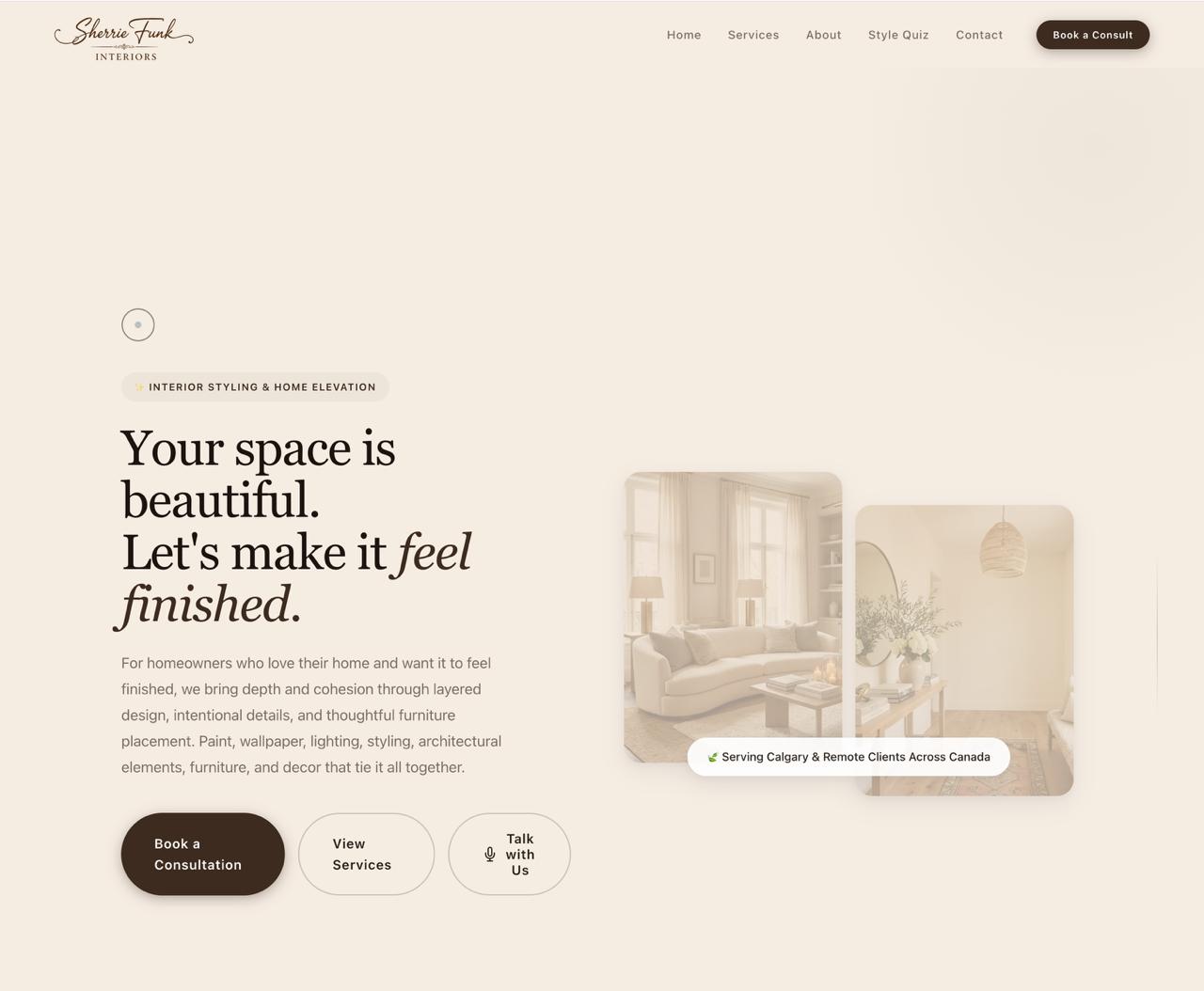 Sherrie Funk Interiors website screenshot